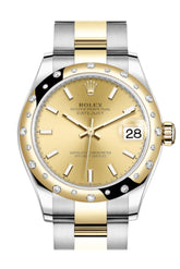 Rolex Datejust 31 Champagne Dial Diamond Bezel Rose Gold Two Tone Watch 278343Rbr 278343